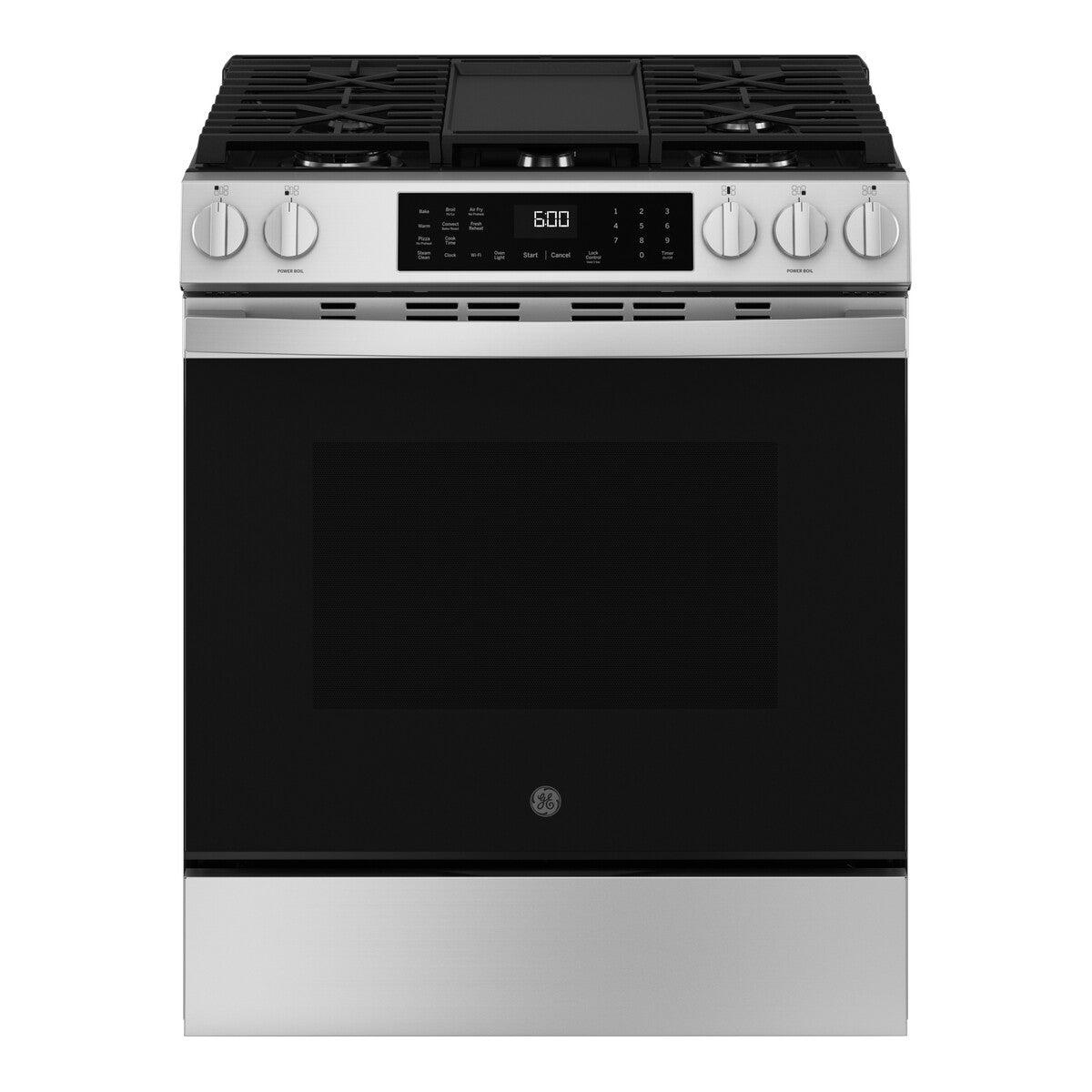 GE® 30" Slide-In Front-Control Convection Gas Range with No Preheat Air Fry and EasyWash™ Oven Tray
