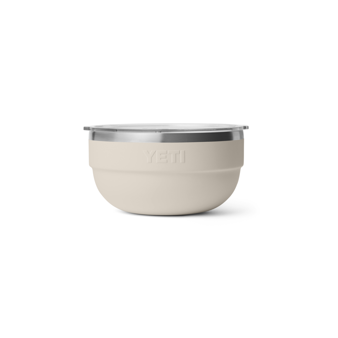 Beige insulated medium bowl with stainless steel lid designed for durable use in dinnerware and kitchenware collections
