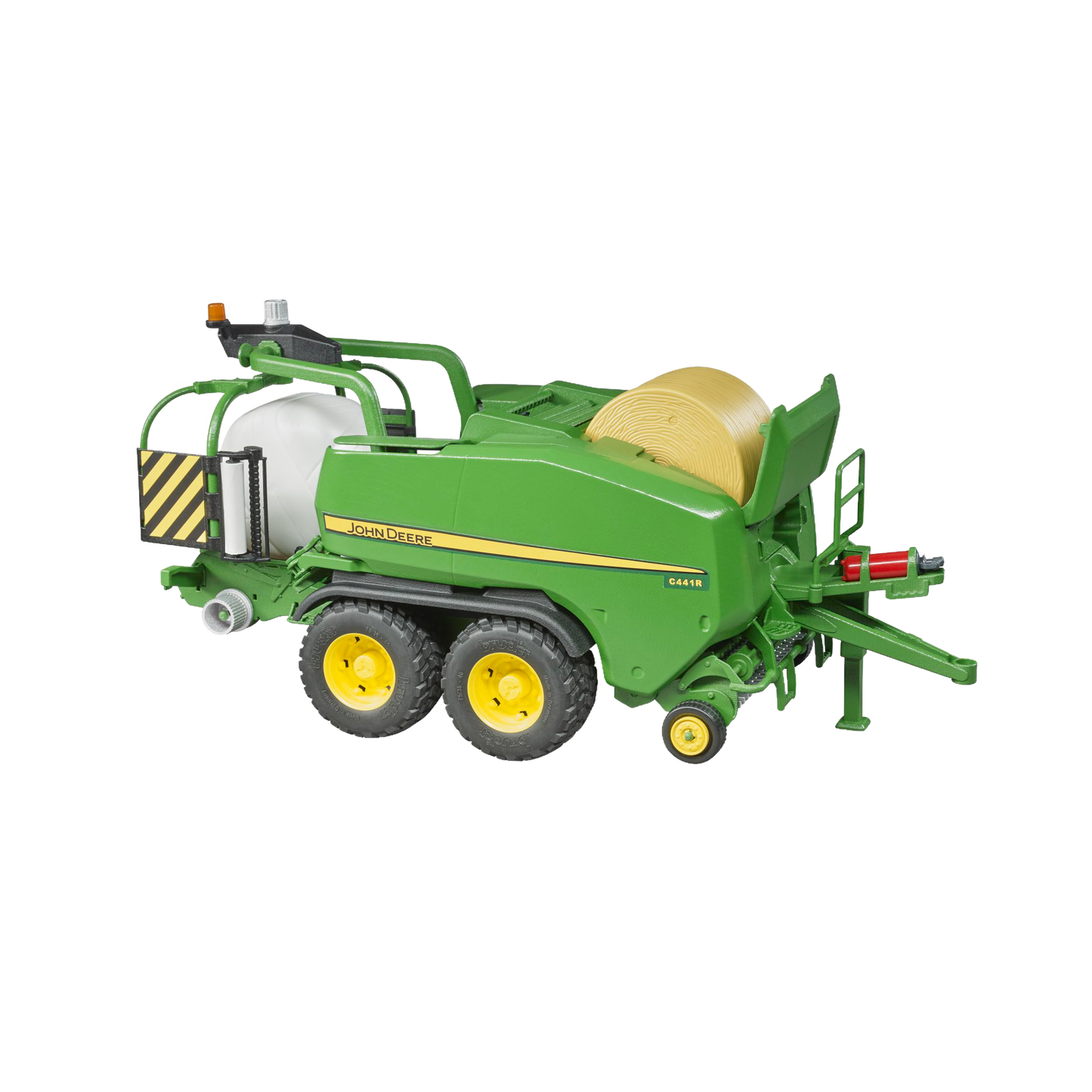 Green and yellow toy baler with round bale detail from Bruder Toys in Vehicles & Remote Controlled Toys collection