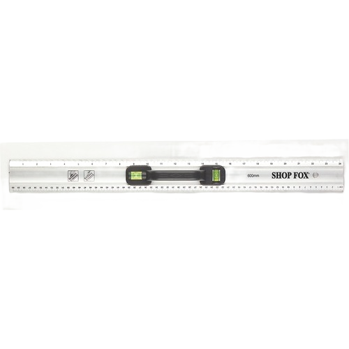 Aluminum measuring level with dual bubble vials and clear metric and imperial markings for woodworking and home improvement tools collections