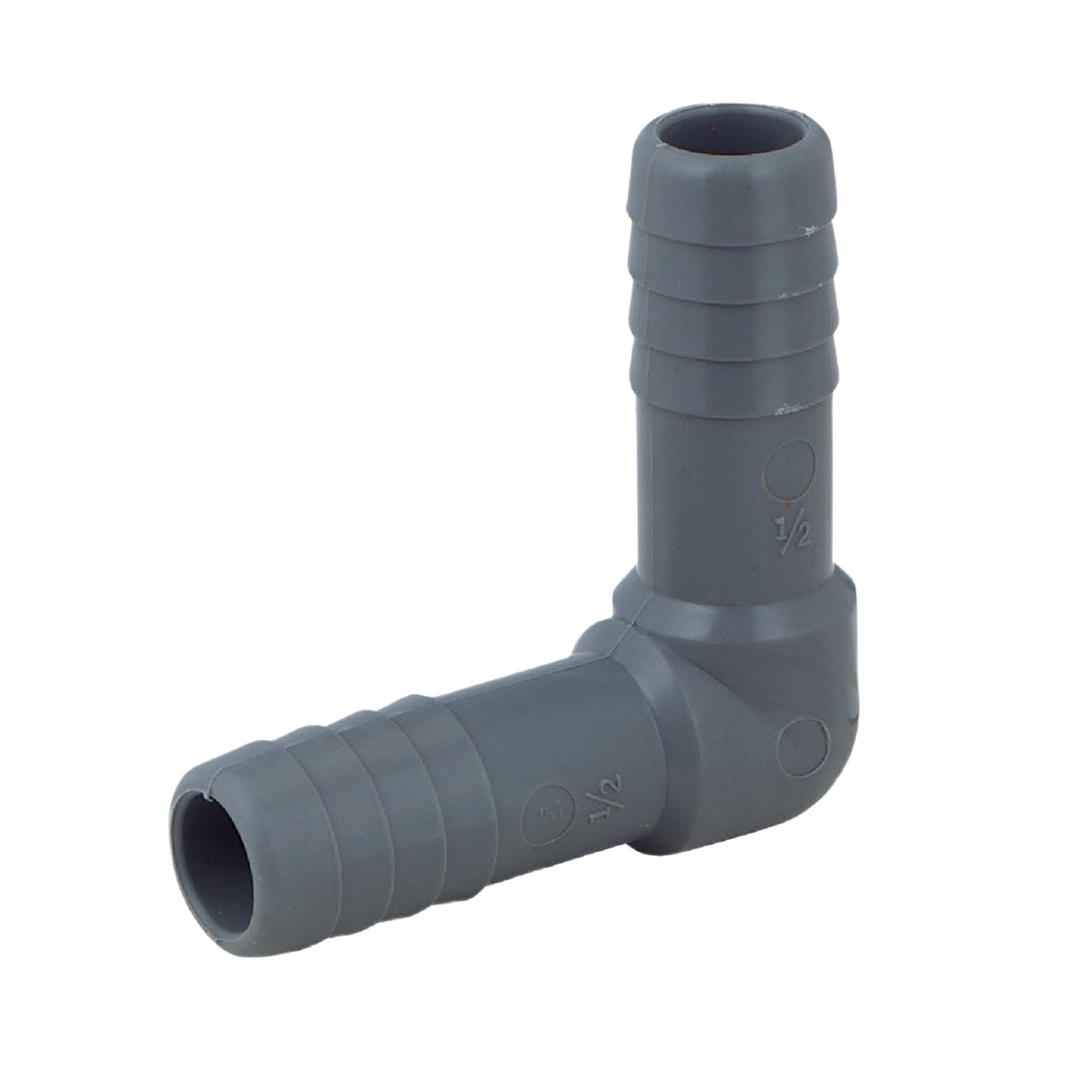Gray polypropylene 90-degree elbow insert fitting for polyethylene pipes in plumbing and pipes & fittings collection