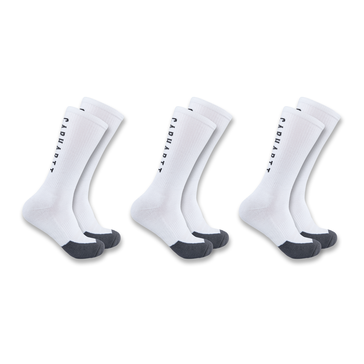 Carhartt Force Midweight Logo Crew Sock 3 Pack - White, Large