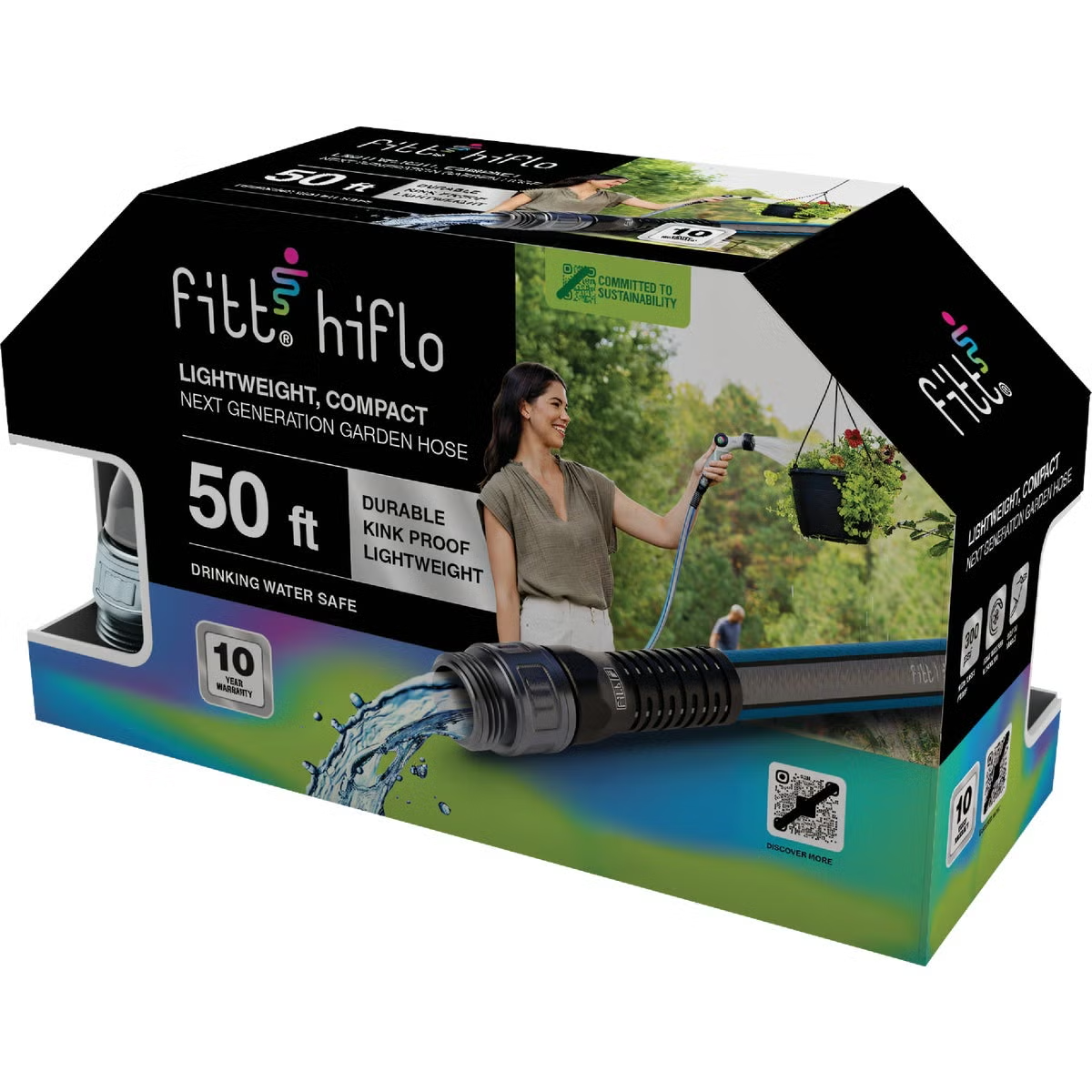 FITT HIFLO 1/2" x 50' Lightweight & Compact Garden Hose
