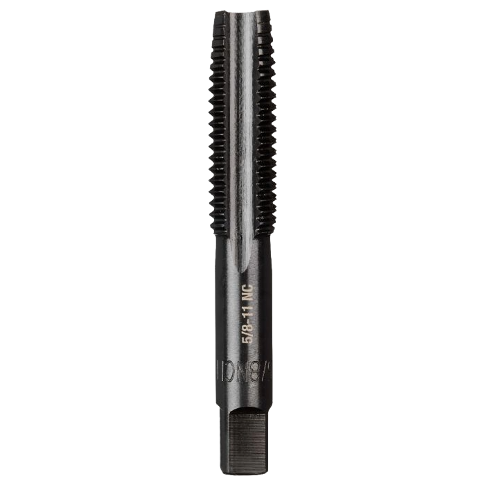 Steel straight flute plug tap with 5/8"-11 NC threading for precise internal thread cutting in tool accessories collections