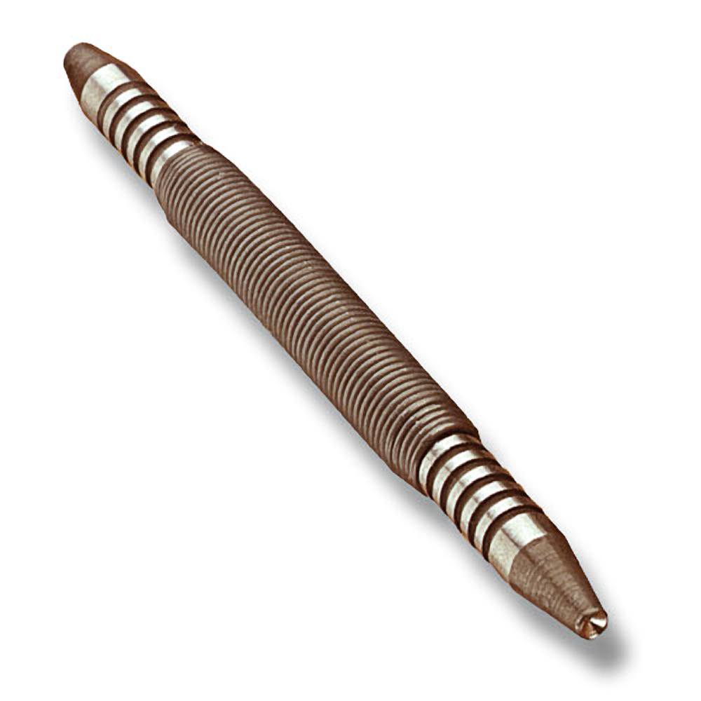 Double-ended metal nail set with textured grip for precise woodworking and home improvement tasks