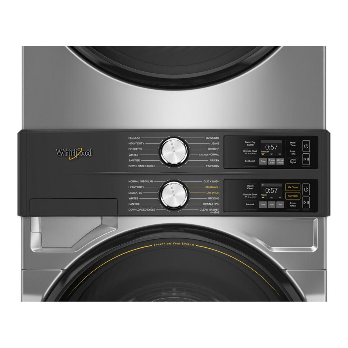 Smart ENERGY STAR® Front Load Laundry Tower with UV Clean Technology & FreshFlowTM Vent System 4.5 cu. ft. Washer & 7.4 cu. ft. Gas Dryer