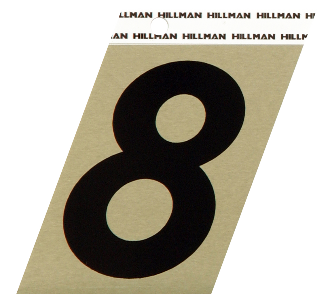 Hillman Adhesive Angle-Cut House Number 8 Black and Gold, 2-Pack