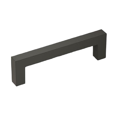 Matte black rectangular cabinet pull with simple modern design for tools and home improvement projects