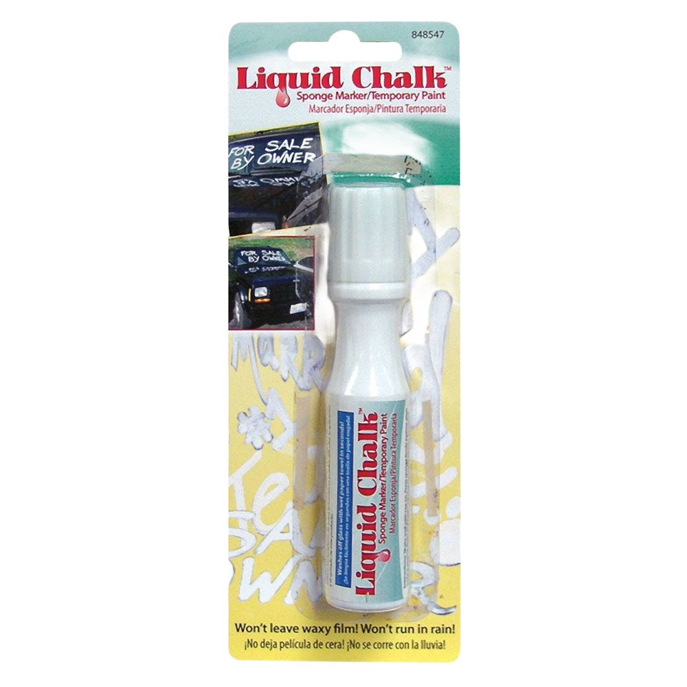 White liquid chalk marker pen with sponge tip for temporary paint applications in hardware and safety supplies collections
