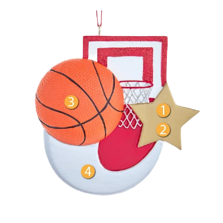 Personalized basketball ornament with star and net design for Christmas tree decoration under $50 in holiday collection