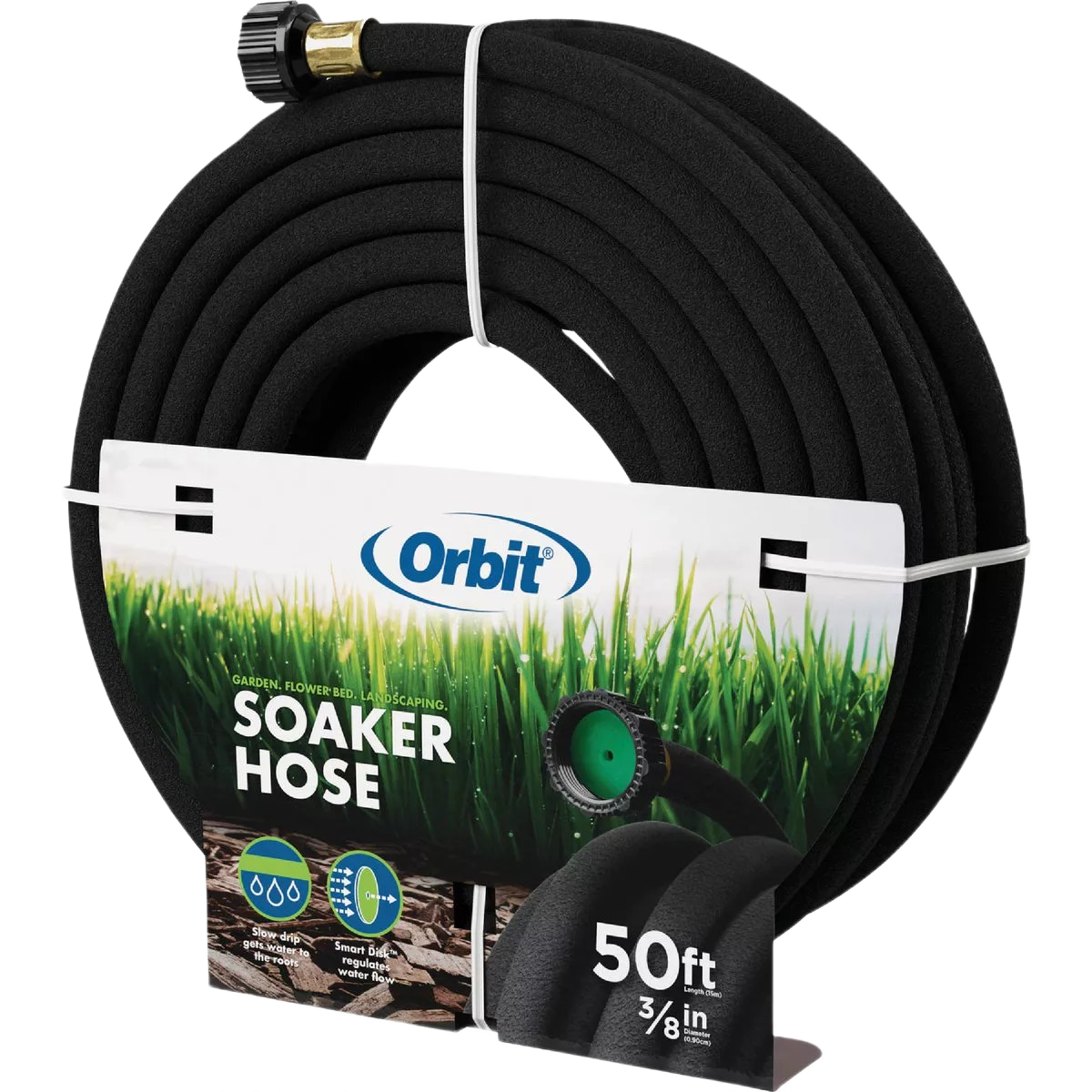 Black soaker hose with brass connector for garden watering in Lawn & Garden and Watering & Irrigation collections under $50