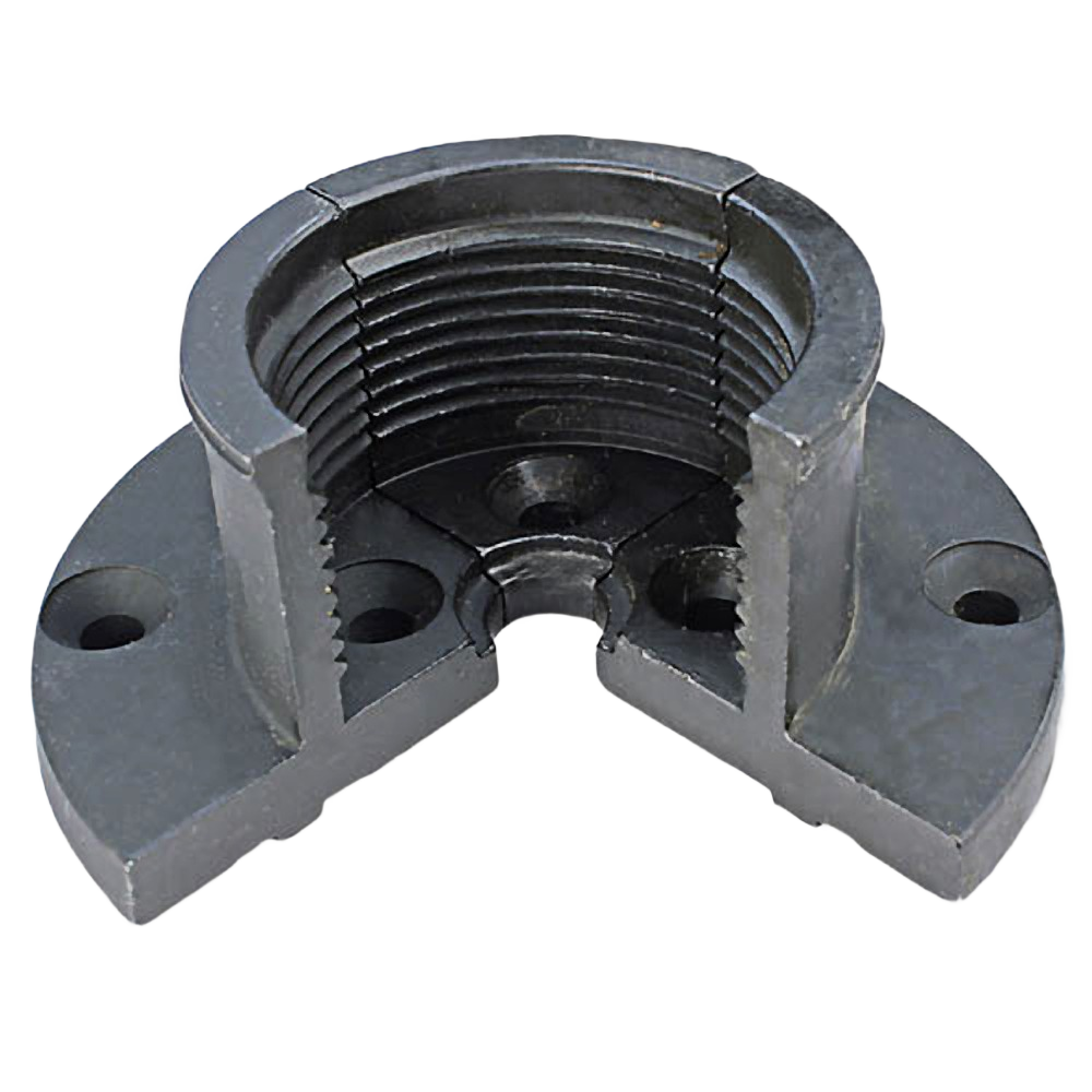 Serrated black metal tower jaw with deep threading for woodworking tools in under $100 and Oneway collections