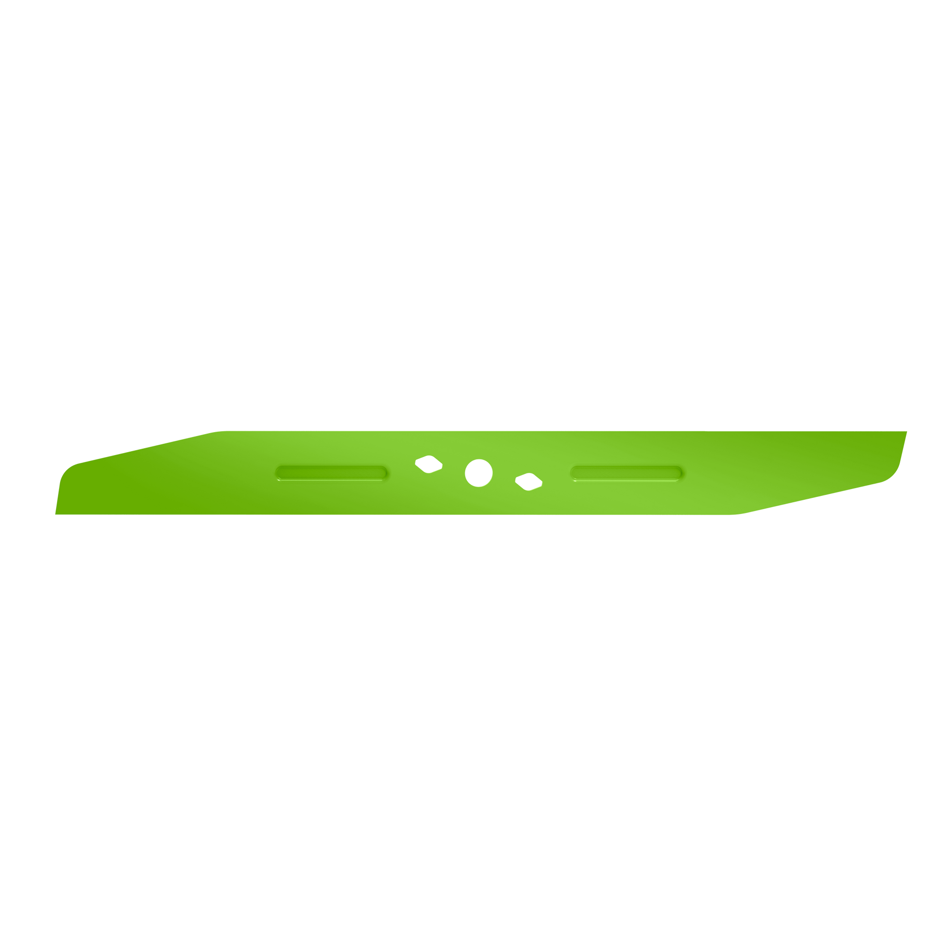 Bright green metal blade with triple mounting holes for extended run time in tools and home improvement under $100 collections