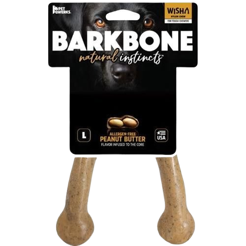 Large durable nylon dog chew toy infused with peanut butter flavor for aggressive chewers in pet and dog supplies collections
