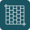 Grid layout icon with alternating solid and outlined squares arranged in a symmetrical pattern on a dark teal background