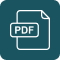Green and white digital icon depicting a PDF document with a folded corner, set against a transparent background for use in digital interfaces.