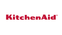 KitchenAid logo with bold red lettering on a white background, displaying the brand name in a clean, modern font.
