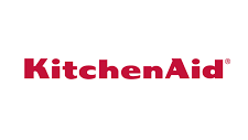 KitchenAid logo with bold red lettering on a white background, displaying the brand name in a clean, modern font.