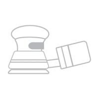 Simple gray icon of an electric hand sander with a detachable dust collection bag, representing tools used in home improvement projects.